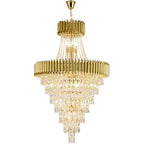 Extra Large Modern Multi - layers Gold/Black Light Luxury Crystal Chandelier For 2 - Story Living Room,Foyer - fovolighting