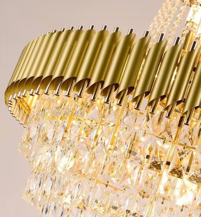 Extra Large Modern Multi - layers Gold/Black Light Luxury Crystal Chandelier For 2 - Story Living Room,Foyer - fovolighting