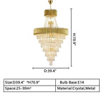 Extra Large Modern Multi - layers Gold/Black Light Luxury Crystal Chandelier For 2 - Story Living Room,Foyer - fovolighting