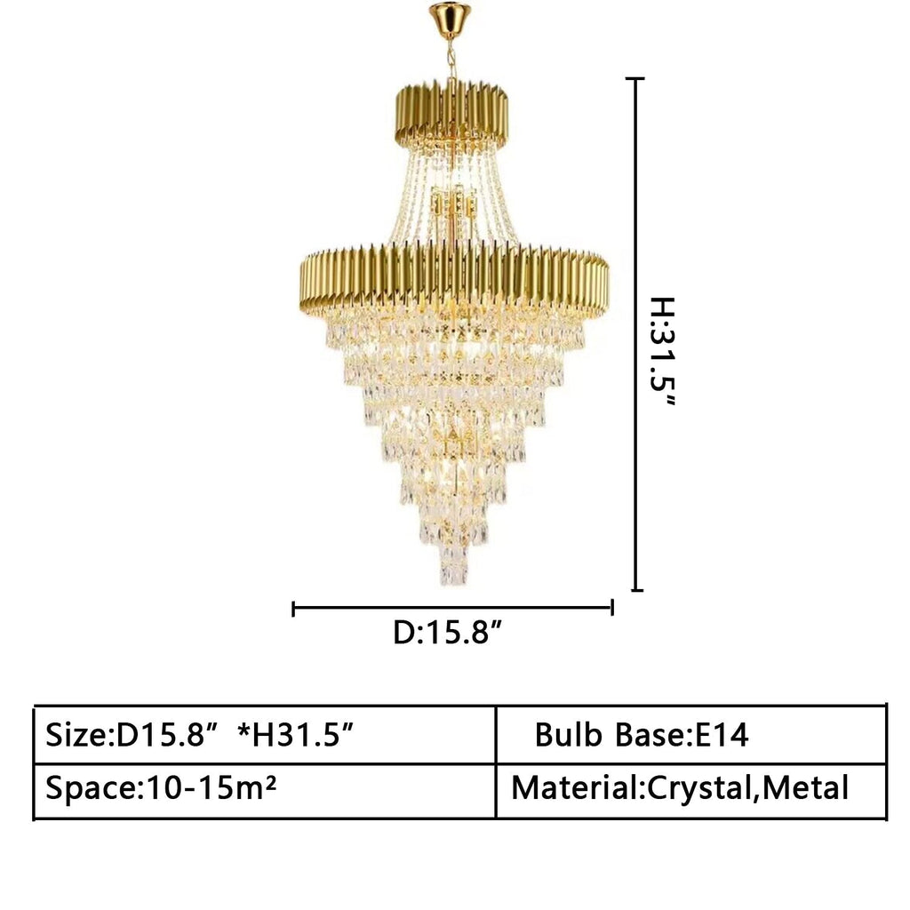 Extra Large Modern Multi - layers Gold/Black Light Luxury Crystal Chandelier For 2 - Story Living Room,Foyer - fovolighting