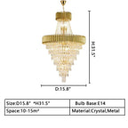 Extra Large Modern Multi - layers Gold/Black Light Luxury Crystal Chandelier For 2 - Story Living Room,Foyer - fovolighting
