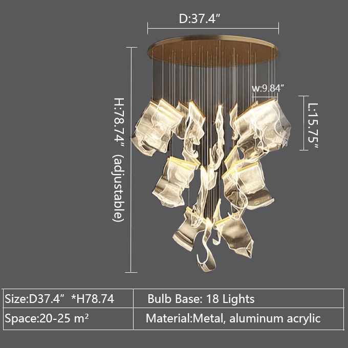 Extra Large Modern Paper Chandelier For Staircase / Foyer Villa Hall Ceiling - fovolighting