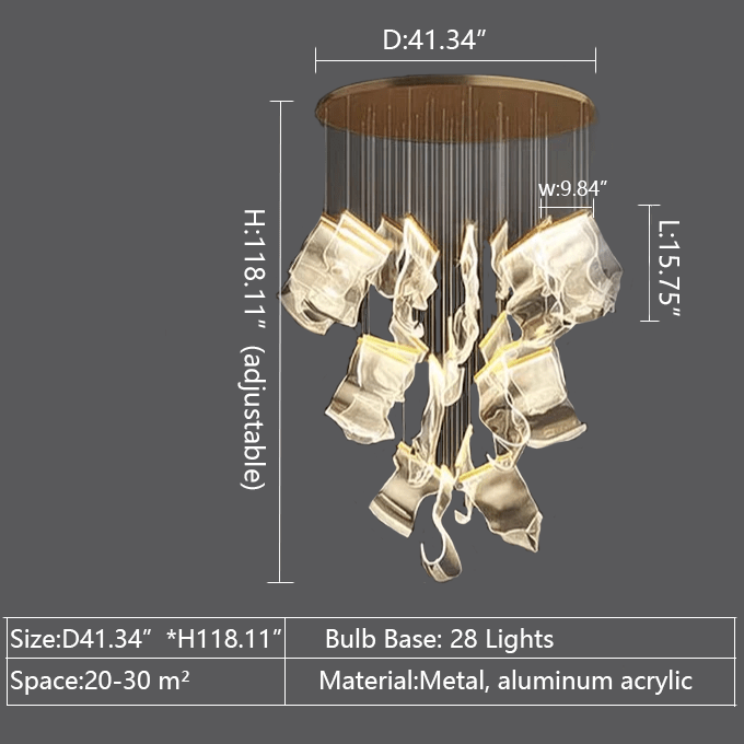 Extra Large Modern Paper Chandelier For Staircase / Foyer Villa Hall Ceiling - fovolighting