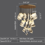Extra Large Modern Paper Chandelier For Staircase / Foyer Villa Hall Ceiling - fovolighting