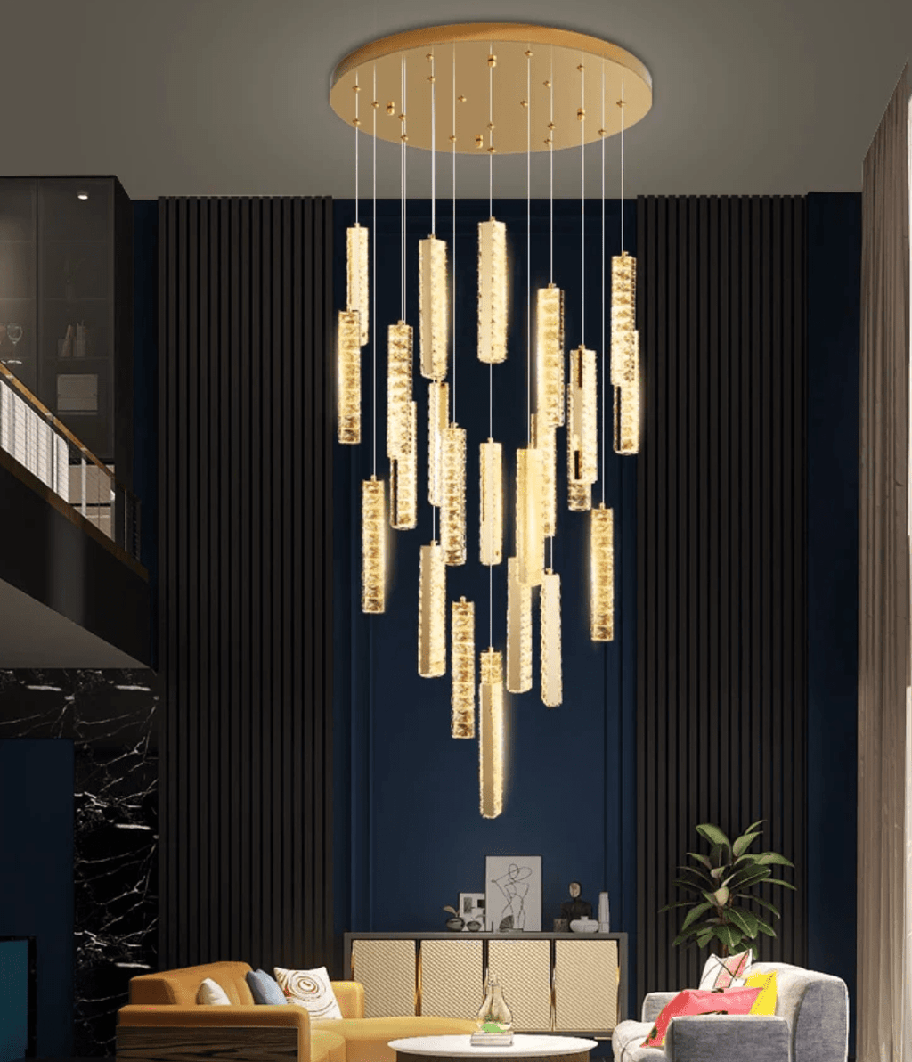 Extra Large Modern Spiral Crystal Ceiling Light Decoration for Staircase/ High Ceiling Living Room/ Hotel Lobby/ Hallway - fovolighting