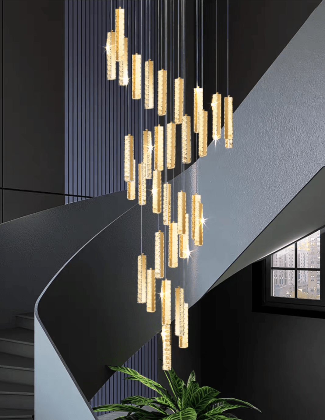 Extra Large Modern Spiral Crystal Ceiling Light Decoration for Staircase/ High Ceiling Living Room/ Hotel Lobby/ Hallway - fovolighting