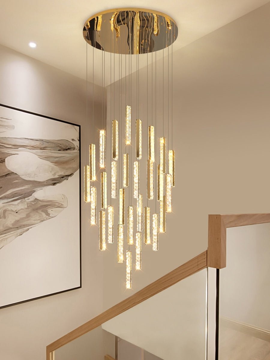 Extra Large Modern Spiral Crystal Ceiling Light Decoration for Staircase/ High Ceiling Living Room/ Hotel Lobby/ Hallway - fovolighting