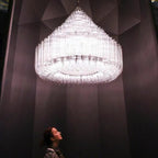 Extra Large Modern Tiers Clear Crystal Tubes Chandelier for Living Room/Hotel Lobby - fovolighting