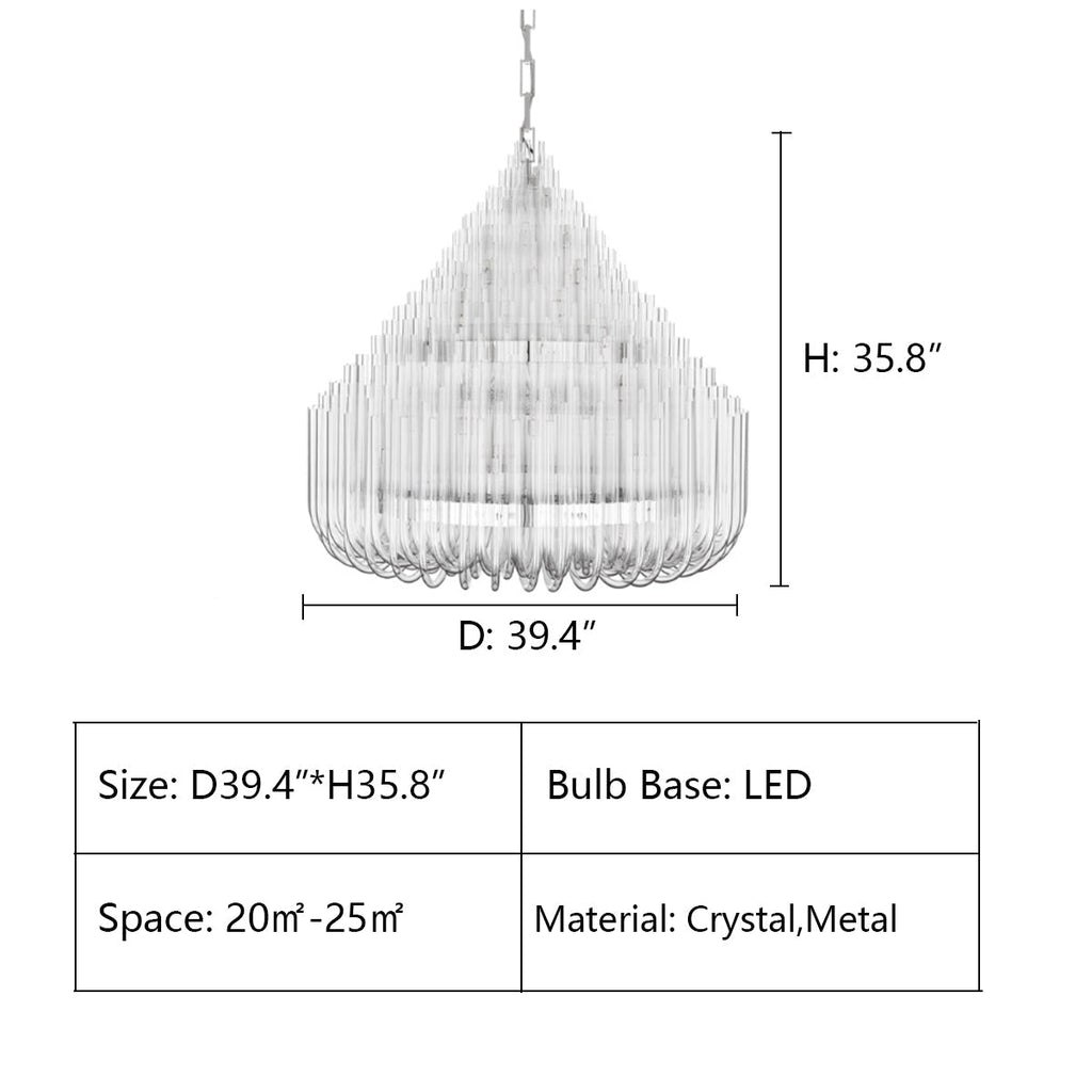 Extra Large Modern Tiers Clear Crystal Tubes Chandelier for Living Room/Hotel Lobby - fovolighting
