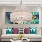 Extra Large Modern Tiers Clear Crystal Tubes Chandelier for Living Room/Hotel Lobby - fovolighting
