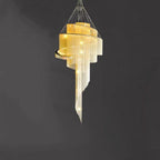 Extra Large Multi - layered Post - Modern Luxury Metal Chains Chandelier for High - ceiling Room - fovolighting