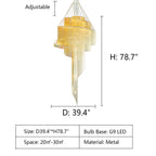 Extra Large Multi - layered Post - Modern Luxury Metal Chains Chandelier for High - ceiling Room - fovolighting