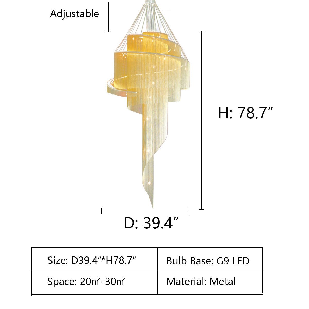 Extra Large Multi - layered Post - Modern Luxury Metal Chains Chandelier for High - ceiling Room - fovolighting