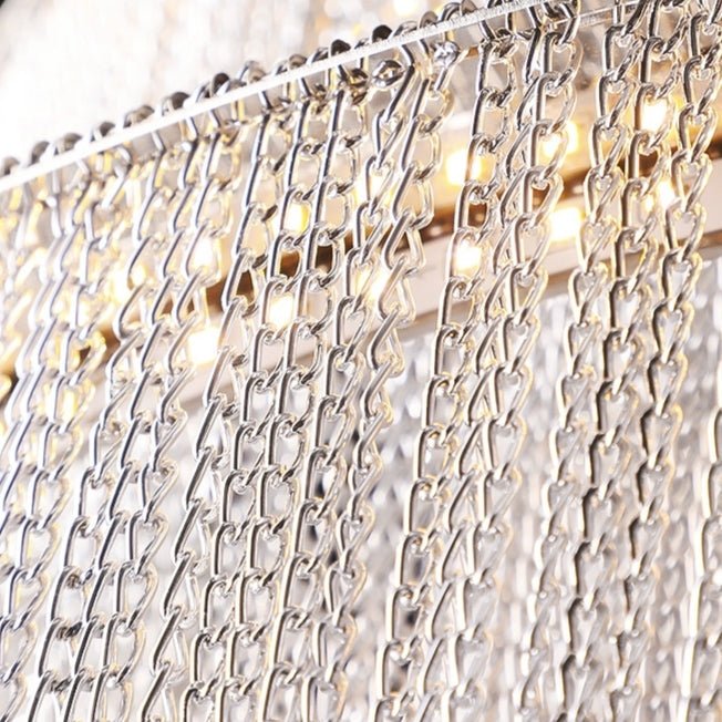 Extra Large Multi - layered Post - Modern Luxury Metal Chains Chandelier for High - ceiling Room - fovolighting