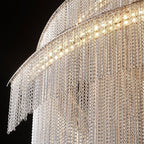 Extra Large Multi - layered Post - Modern Luxury Metal Chains Chandelier for High - ceiling Room - fovolighting