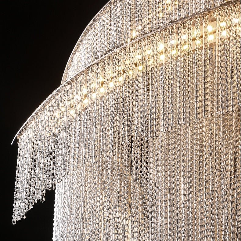 Extra Large Multi - layered Post - Modern Luxury Metal Chains Chandelier for High - ceiling Room - fovolighting