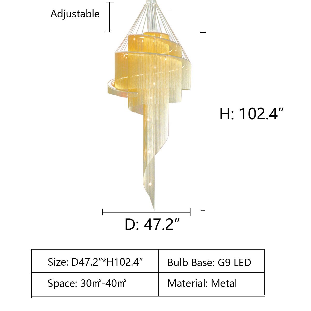 Extra Large Multi - layered Post - Modern Luxury Metal Chains Chandelier for High - ceiling Room - fovolighting
