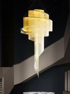 Extra Large Multi - layered Post - Modern Luxury Metal Chains Chandelier for High - ceiling Room - fovolighting