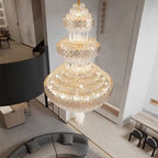Extra Large Multi - layers Gold Luxury Crystal Chandelier Modern Empire Decrative Crystal Light For Living Room/Foyer/Staircase - fovolighting