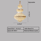 Extra Large Multi - layers Gold Luxury Crystal Chandelier Modern Empire Decrative Crystal Light For Living Room/Foyer/Staircase - fovolighting