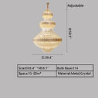 Extra Large Multi - layers Gold Luxury Crystal Chandelier Modern Empire Decrative Crystal Light For Living Room/Foyer/Staircase - fovolighting