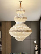 Extra Large Multi - layers Gold Luxury Crystal Chandelier Modern Empire Decrative Crystal Light For Living Room/Foyer/Staircase - fovolighting
