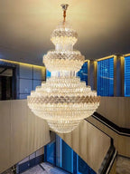Extra Large Multi - layers Gold Luxury Crystal Chandelier Modern Empire Decrative Crystal Light For Living Room/Foyer/Staircase - fovolighting