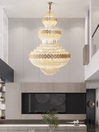 Extra Large Multi - layers Gold Luxury Crystal Chandelier Modern Empire Decrative Crystal Light For Living Room/Foyer/Staircase - fovolighting