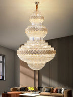 Extra Large Multi - layers Gold Luxury Crystal Chandelier Modern Empire Decrative Crystal Light For Living Room/Foyer/Staircase - fovolighting