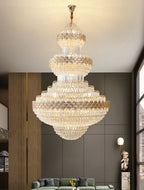 Extra Large Multi - layers Gold Luxury Crystal Chandelier Modern Empire Decrative Crystal Light For Living Room/Foyer/Staircase - fovolighting