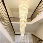 Extra Large Multi - layers Long Golden Crystal Chandelier for 2 - Storey/Duplex Buildings/Dining Room/Staircase - fovolighting