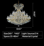 Extra Large Multi - layers Luxury Candle Branch Crystal Chandelier for Living Room/Foyer/Stairs - fovolighting
