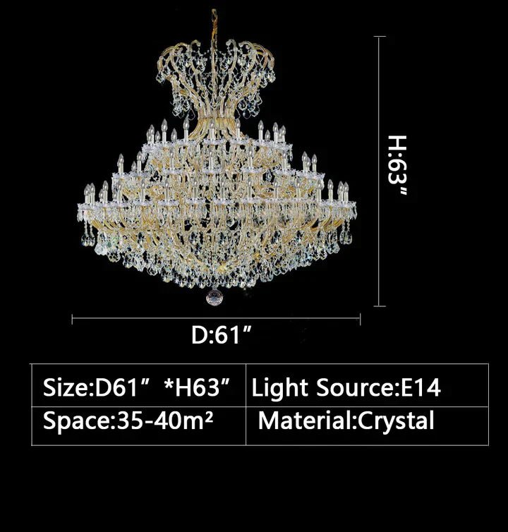 Extra Large Multi - layers Luxury Candle Branch Crystal Chandelier for Living Room/Foyer/Stairs - fovolighting