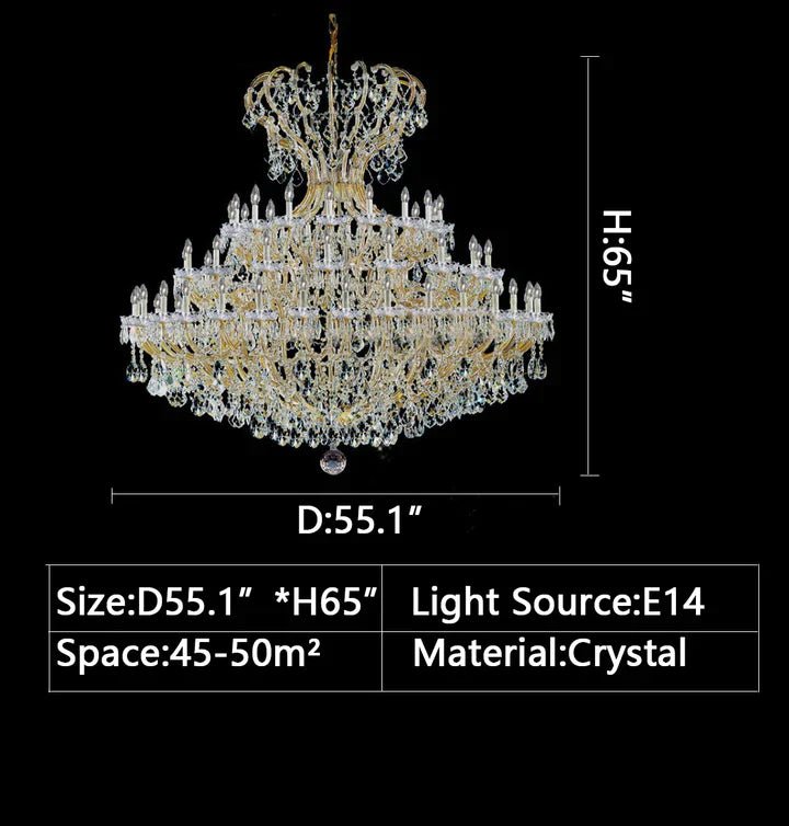 Extra Large Multi - layers Luxury Candle Branch Crystal Chandelier for Living Room/Foyer/Stairs - fovolighting