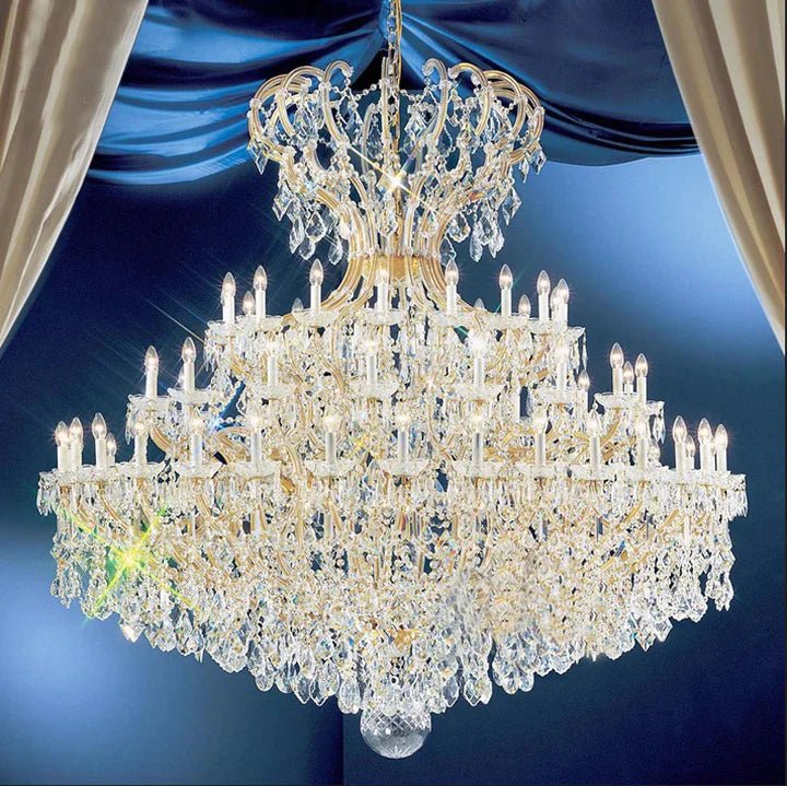 Extra Large Multi - layers Luxury Candle Branch Crystal Chandelier for Living Room/Foyer/Stairs - fovolighting