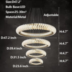 Extra Large Multi - layers Rings Crystal Chandelier Modern Art Waves Creative Pendant Light For High - ciling Foyer/Hallway/Staircase - fovolighting