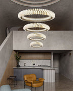 Extra Large Multi - layers Rings Crystal Chandelier Modern Art Waves Creative Pendant Light For High - ciling Foyer/Hallway/Staircase - fovolighting