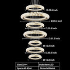 Extra Large Multi - layers Rings Crystal Chandelier Modern Art Waves Creative Pendant Light For High - ciling Foyer/Hallway/Staircase - fovolighting