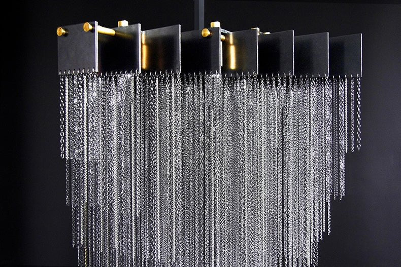 Extra Large Multi - tier Aluminum Tassel Chain Art Chandelier for Villa/Stairs/Foyer/Living Room - fovolighting