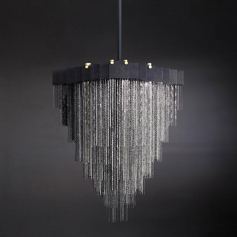 Extra Large Multi - tier Aluminum Tassel Chain Art Chandelier for Villa/Stairs/Foyer/Living Room - fovolighting