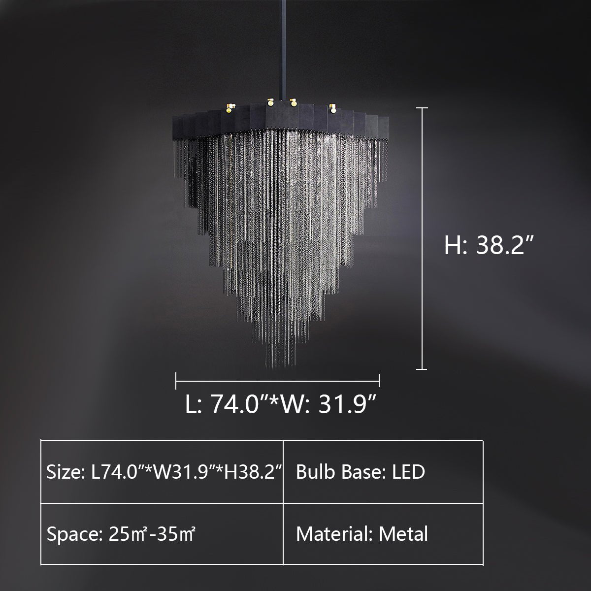 Extra Large Multi - tier Aluminum Tassel Chain Art Chandelier for Villa/Stairs/Foyer/Living Room - fovolighting