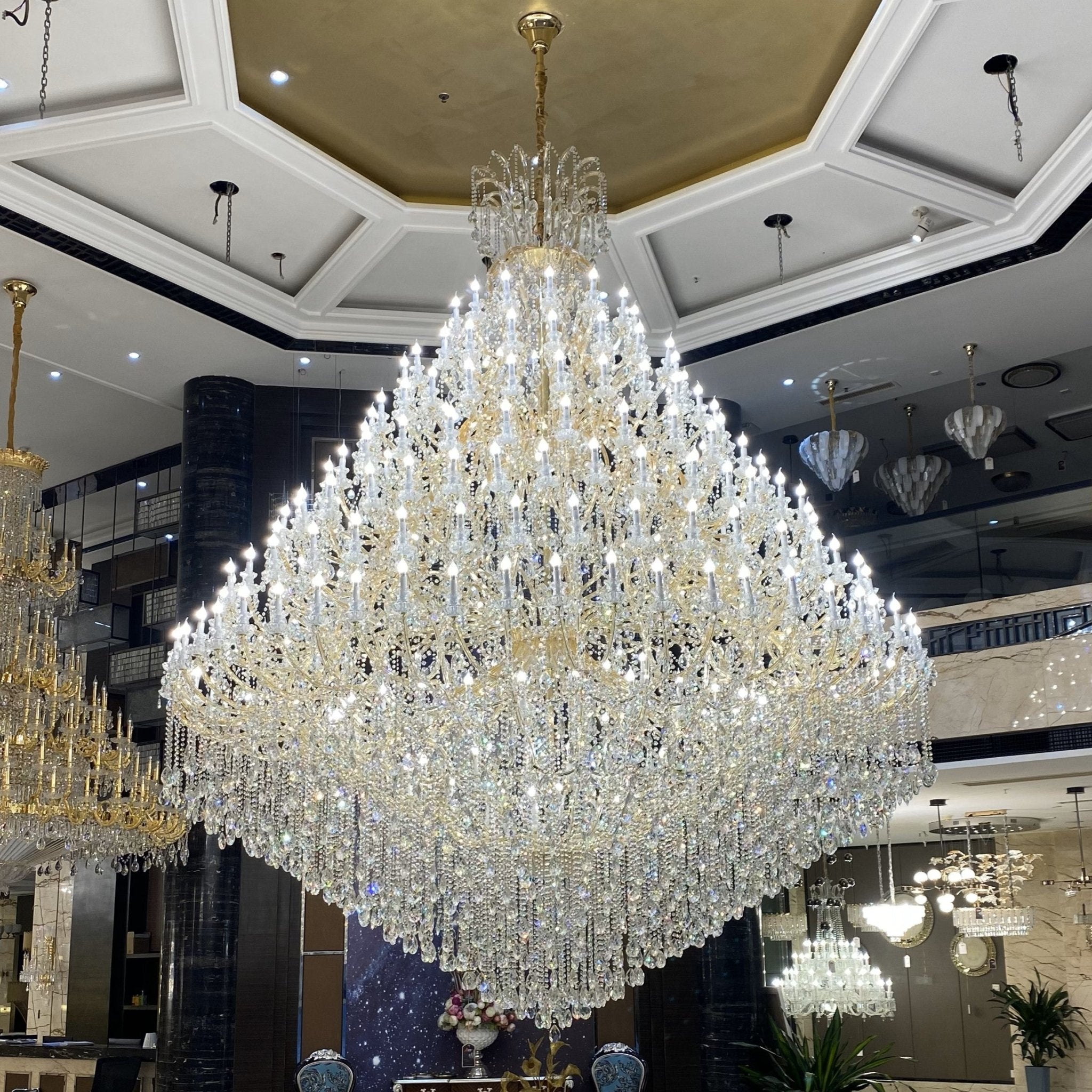 Extra Large Multi - tiered Candle Light Crystal Chandelier for Hotel/Restaurant - fovolighting
