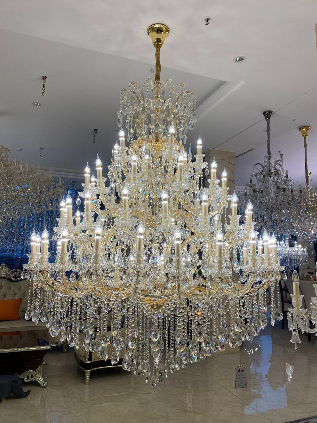 Extra Large Multi - tiered Candle Light Crystal Chandelier for Hotel/Restaurant - fovolighting