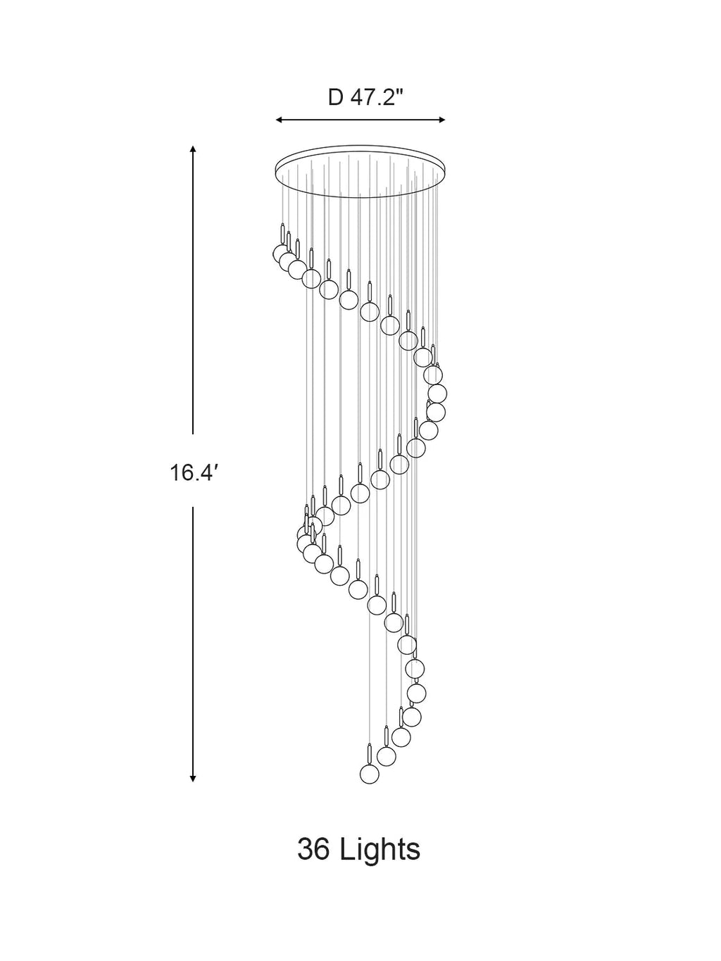 Extra Large Nordic Minimalist Long Pendant Light for Spiral Staircase/High - ceiling Room - fovolighting