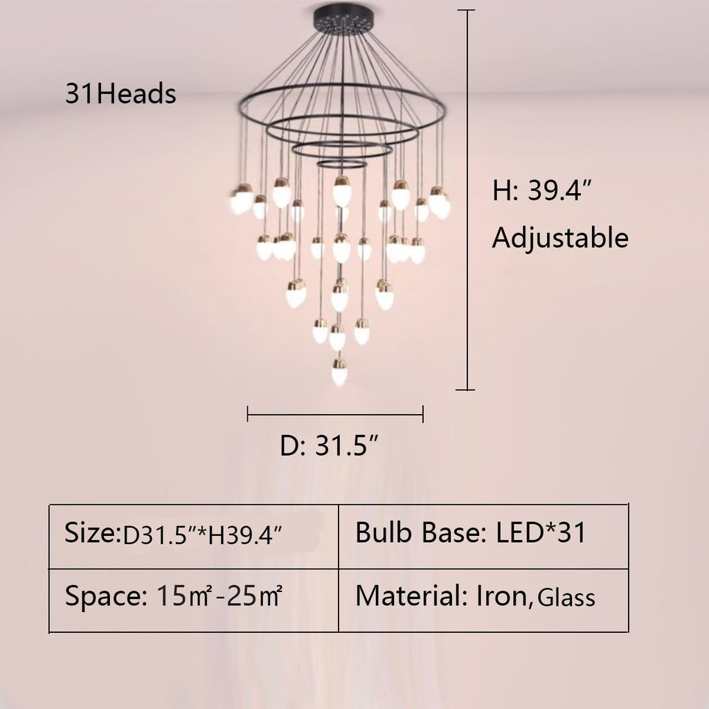 Extra Large Post - Modern Multi - tier Chandelier for High - ceiling Room/Stairs - fovolighting