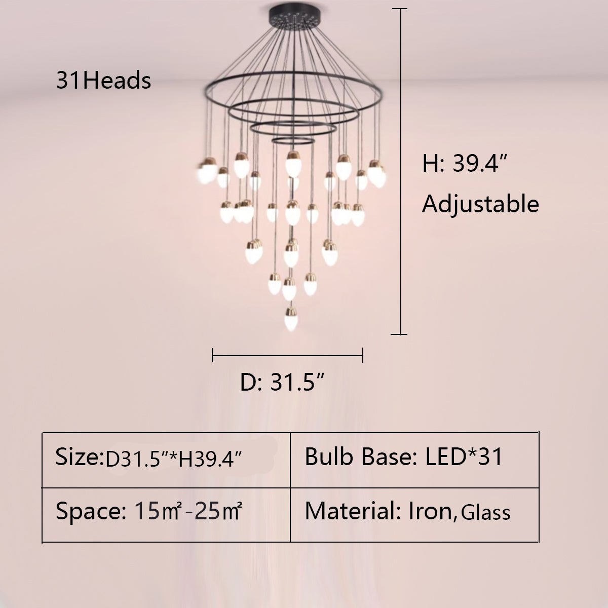 Extra Large Post - Modern Multi - tier Chandelier for High - ceiling Room/Stairs - fovolighting