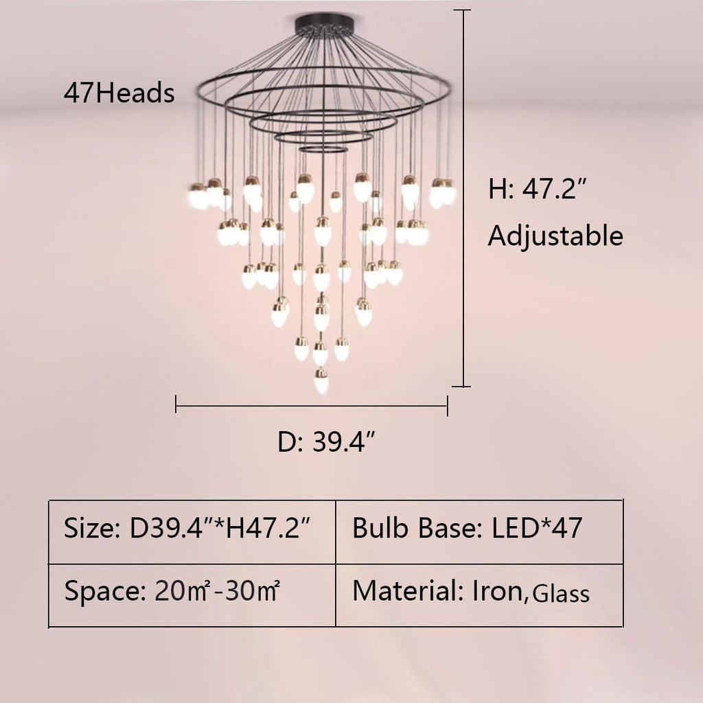 Extra Large Post - Modern Multi - tier Chandelier for High - ceiling Room/Stairs - fovolighting