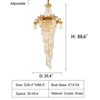 Extra Large Retro Luxury Full Copper Crystal Chandelier for Staircase/ Duplexes/ Villas - fovolighting