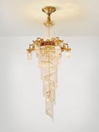 Extra Large Retro Luxury Full Copper Crystal Chandelier for Staircase/ Duplexes/ Villas - fovolighting