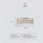 Extra Large Round Aluminum Tassel Chain Chandelier for Living/Dining Room/Villa/Duplex Hall - fovolighting
